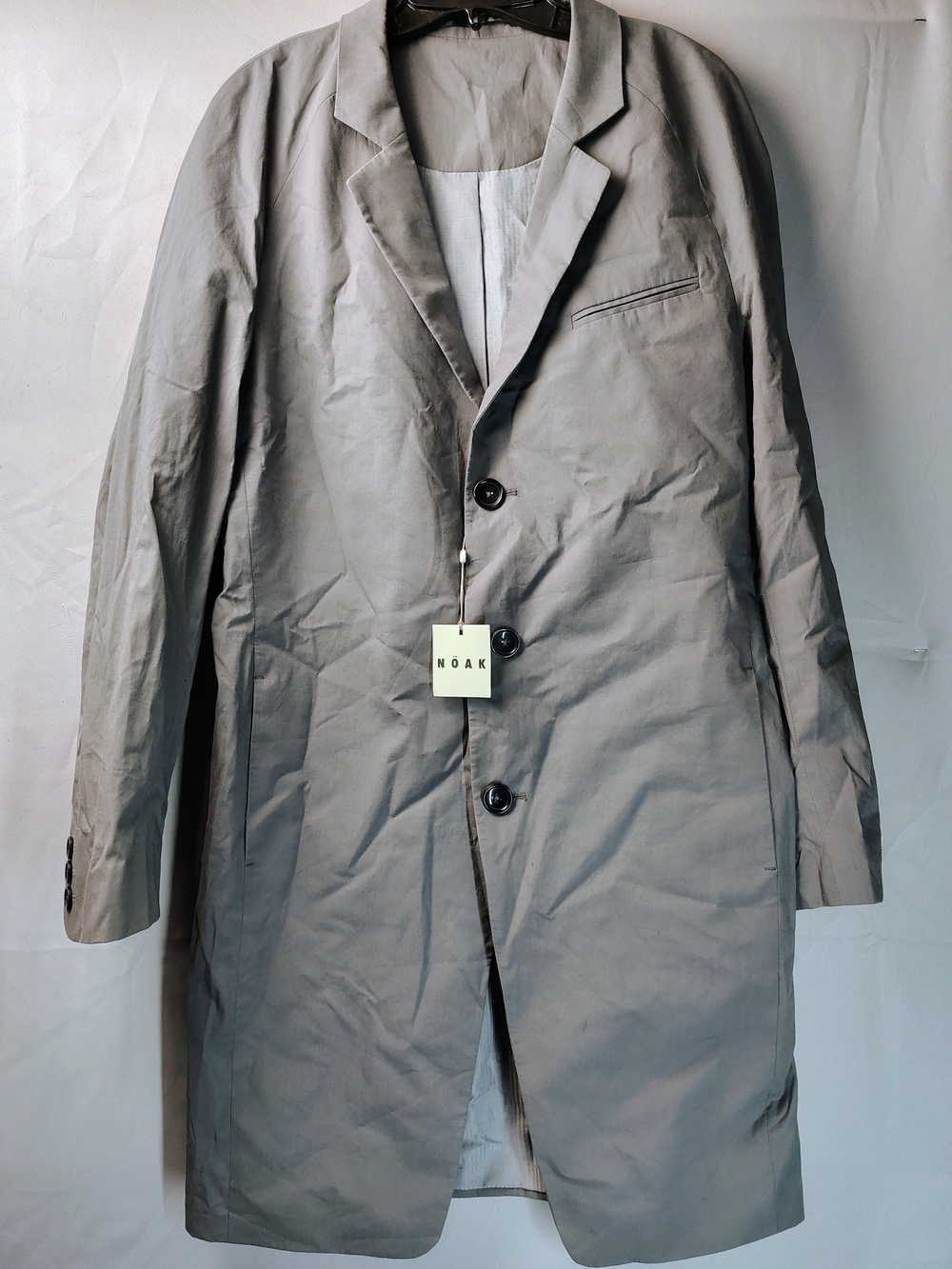 Noak Light Gray Single-Breasted Trench Coat Long Blazer Duster